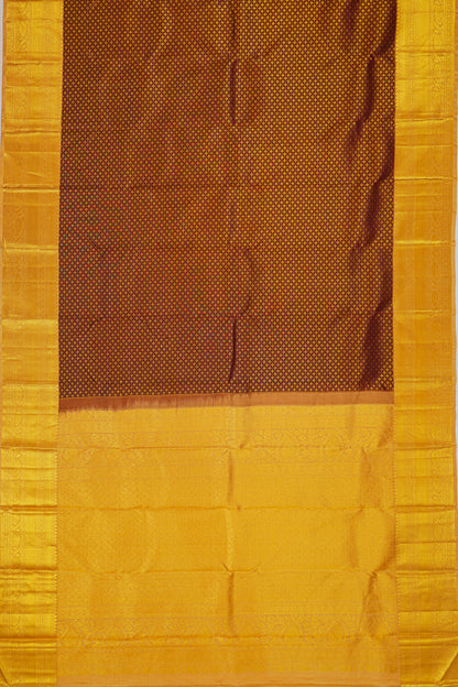 Kanchipuram Silk Brocade Brown Saree