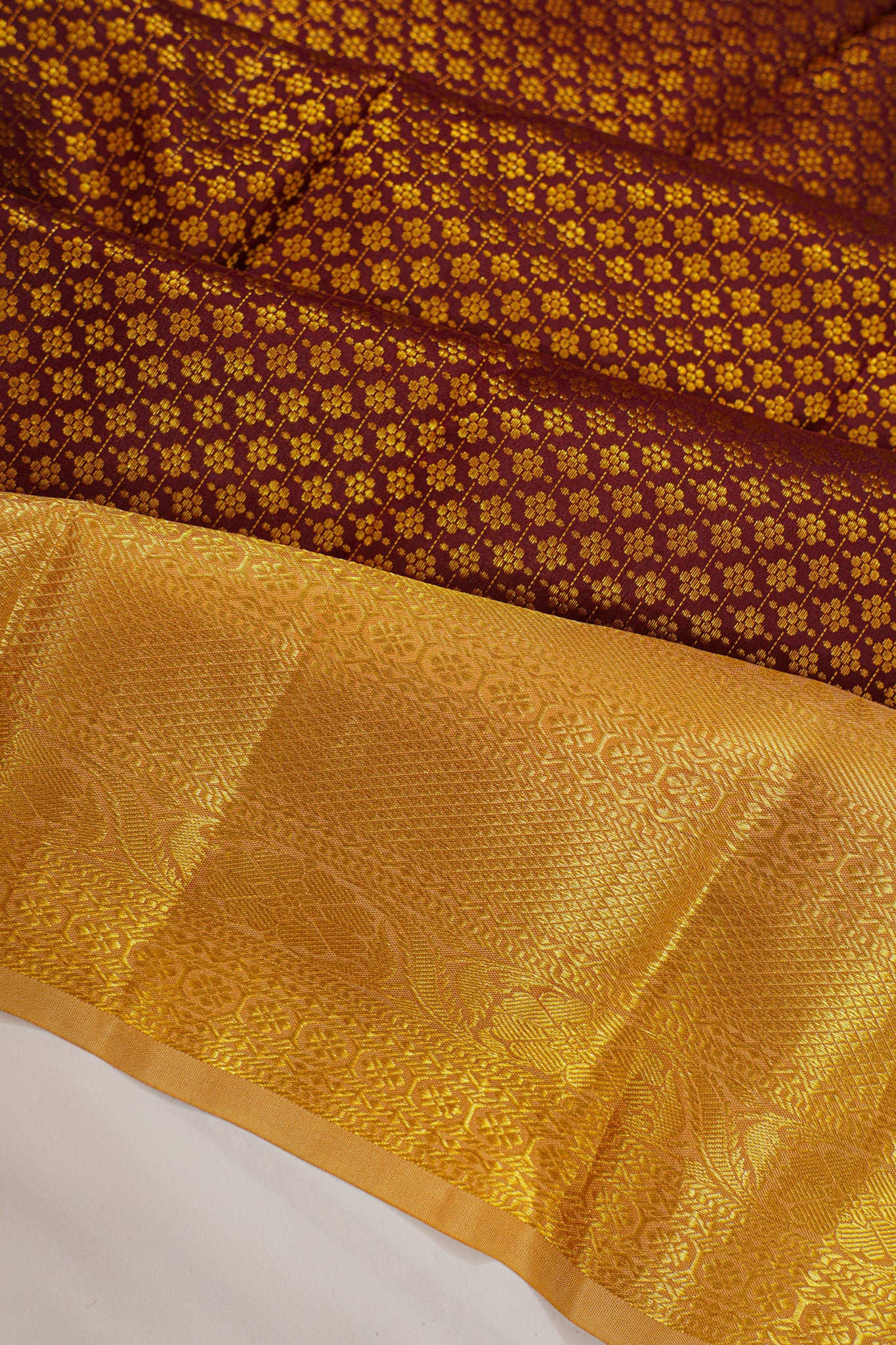 Kanchipuram Silk Brocade Brown Saree