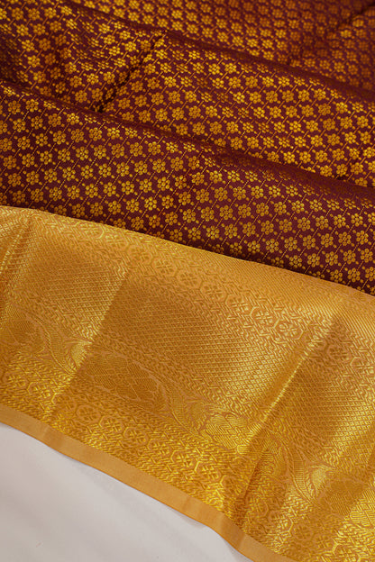 Kanchipuram Silk Brocade Brown Saree