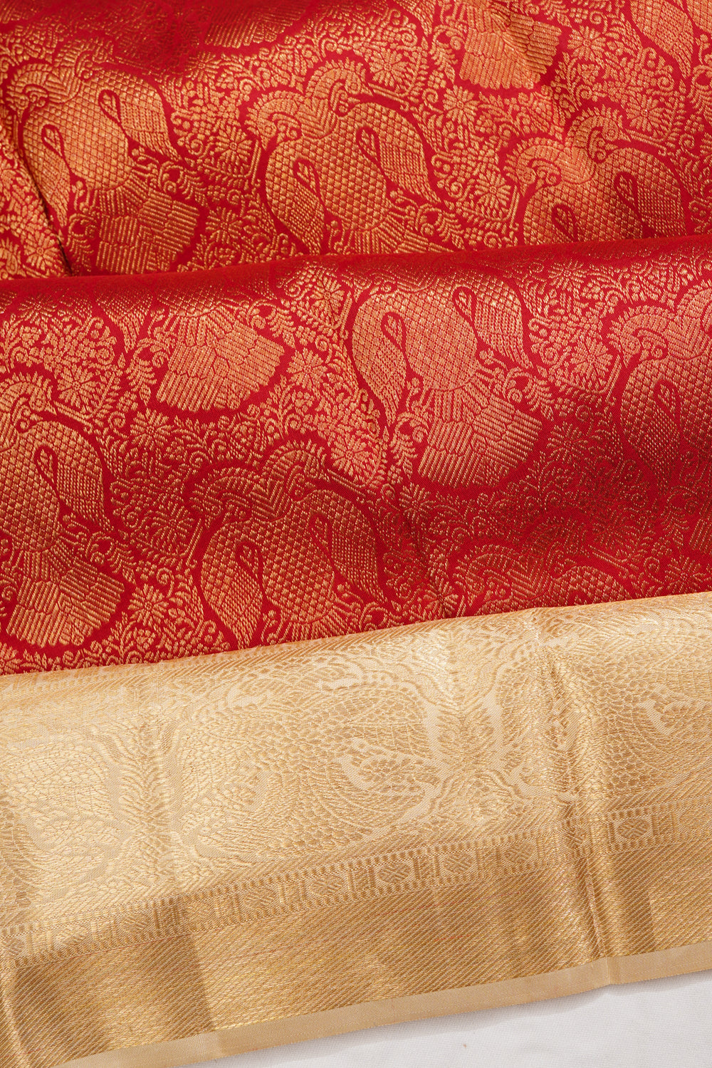 Kanchipuram Silk Brocade Red Saree