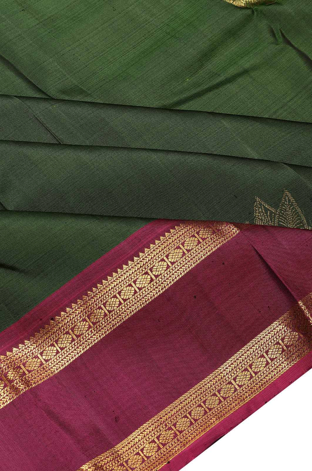 Taranga Kanchi Silk Butta Bottle Green Saree