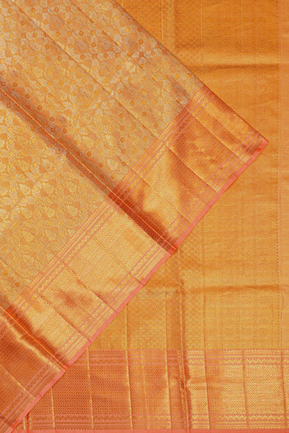 Kanchipuram Silk Tissue Brocade Pink Saree