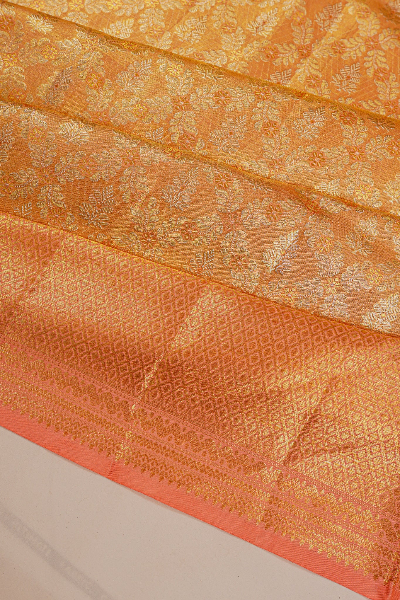 Kanchipuram Silk Tissue Brocade Pink Saree
