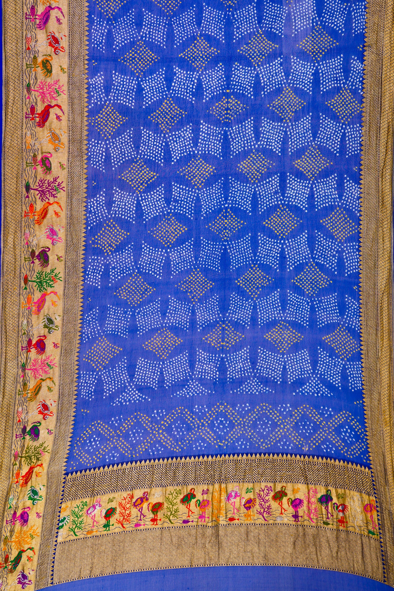Banarasi Silk Bandhani Royal Blue Saree