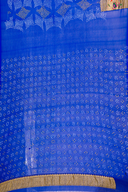 Banarasi Silk Bandhani Royal Blue Saree