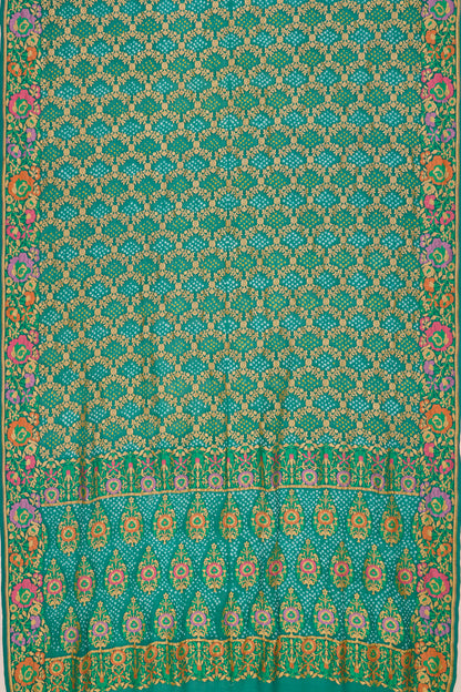 Banarasi Silk Bandhani Brocade Green Saree