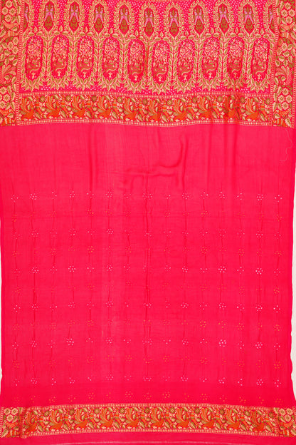 Banarasi Silk Bandhani Brocade Pink Saree