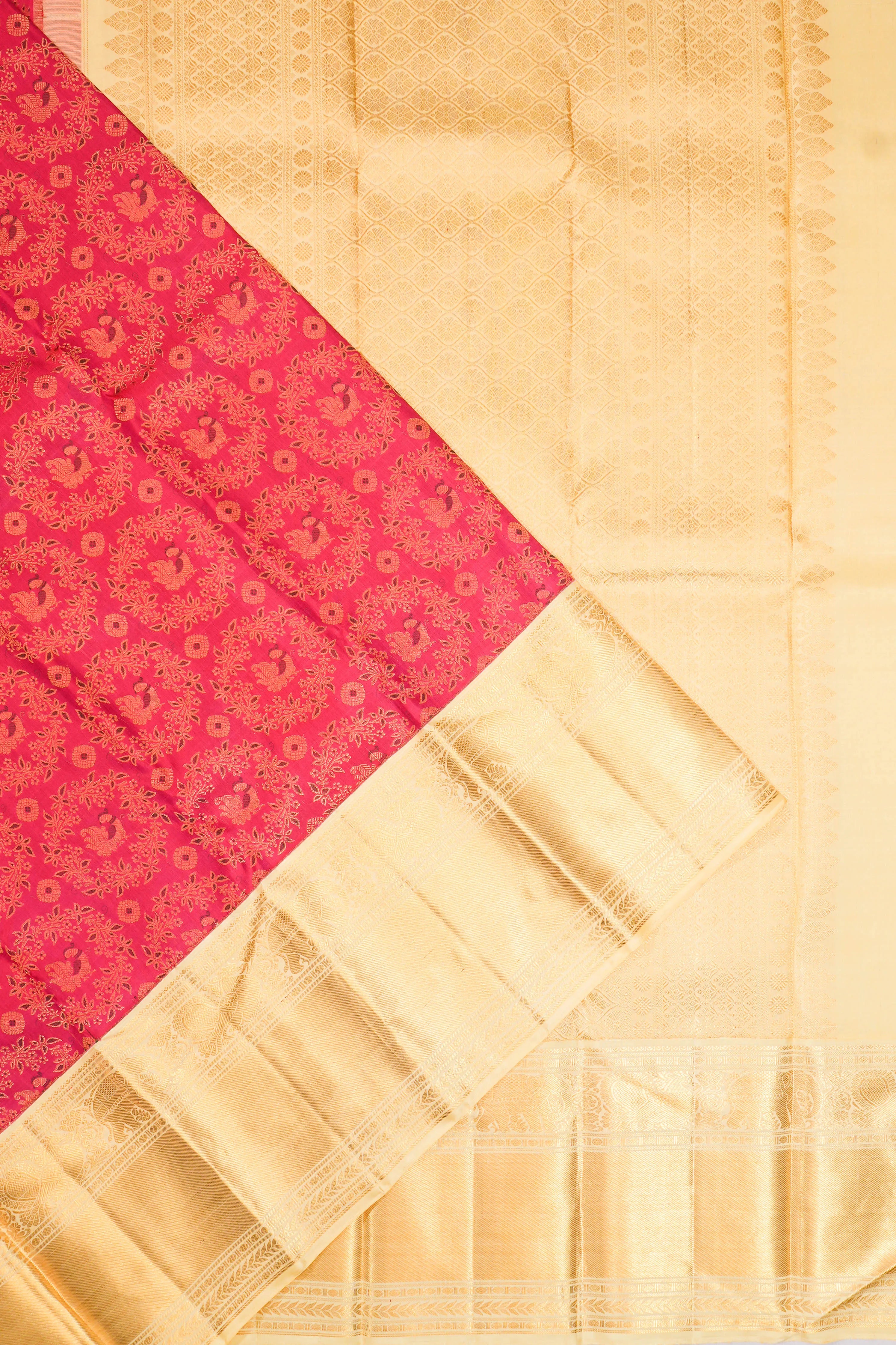 Kanchipuram Silk Brocade Pink Saree