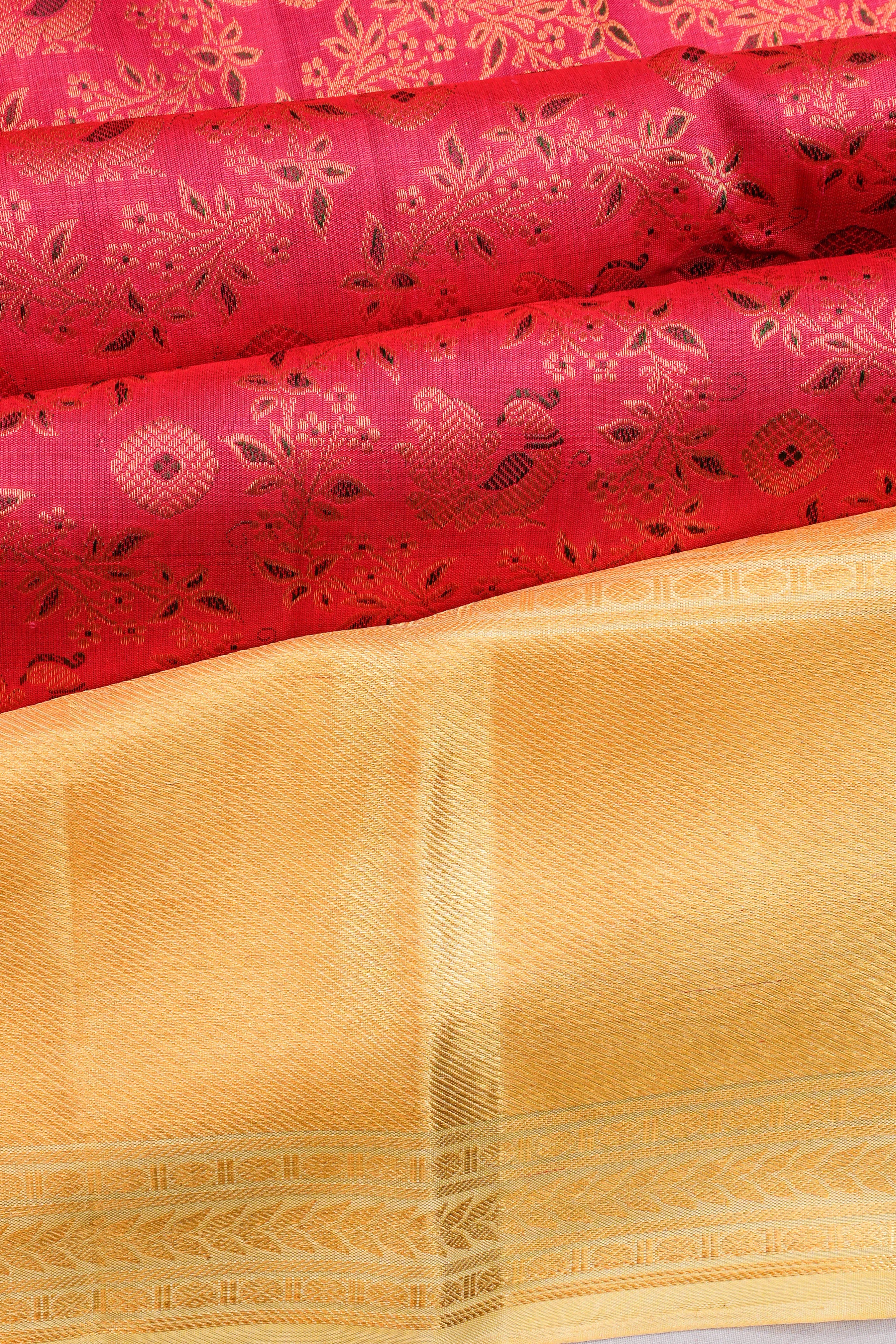 Kanchipuram Silk Brocade Pink Saree