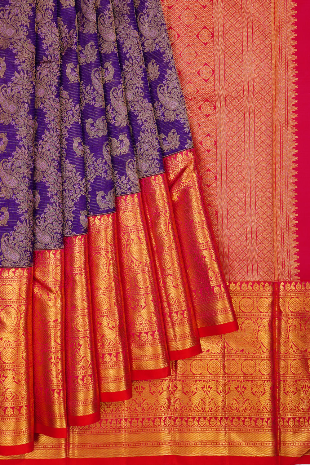 Kanchipuram Silk Brocade Violet Saree