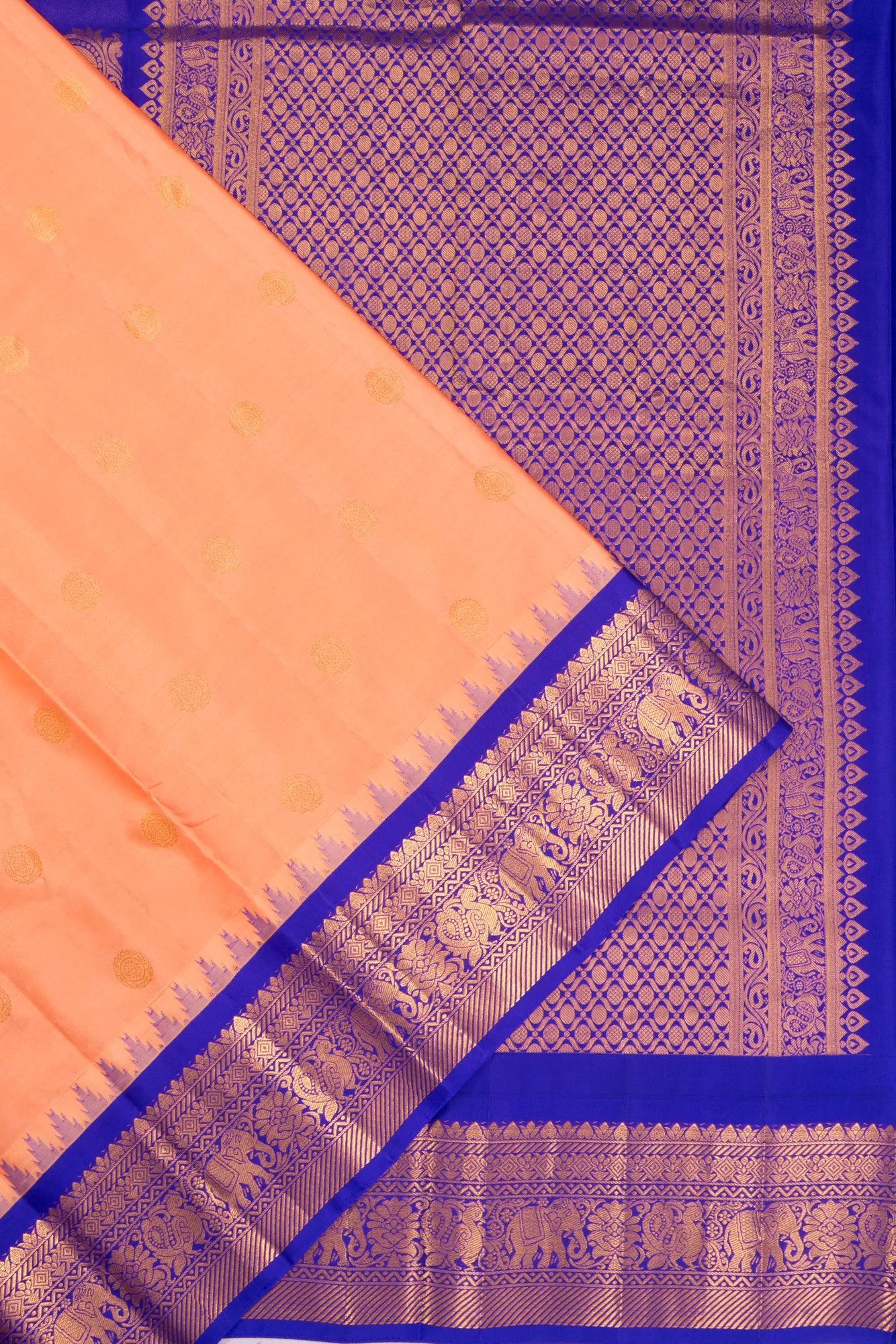 Taranga Kanchi Soft Silk Butta Pastel Orange Saree