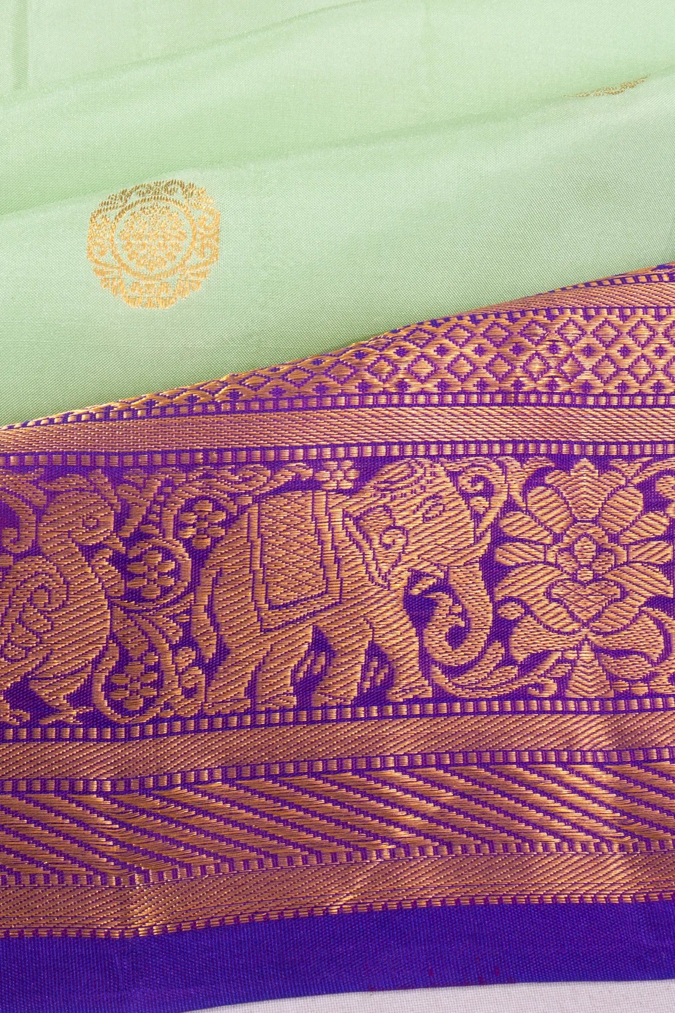Taranga Kanchi Soft Silk Butta Pastel Green Saree
