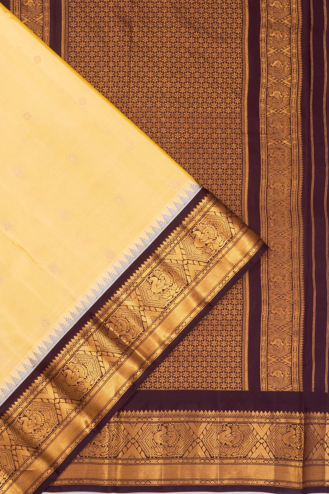 Taranga Kanchi Soft Silk Butta Lemon Yellow Saree