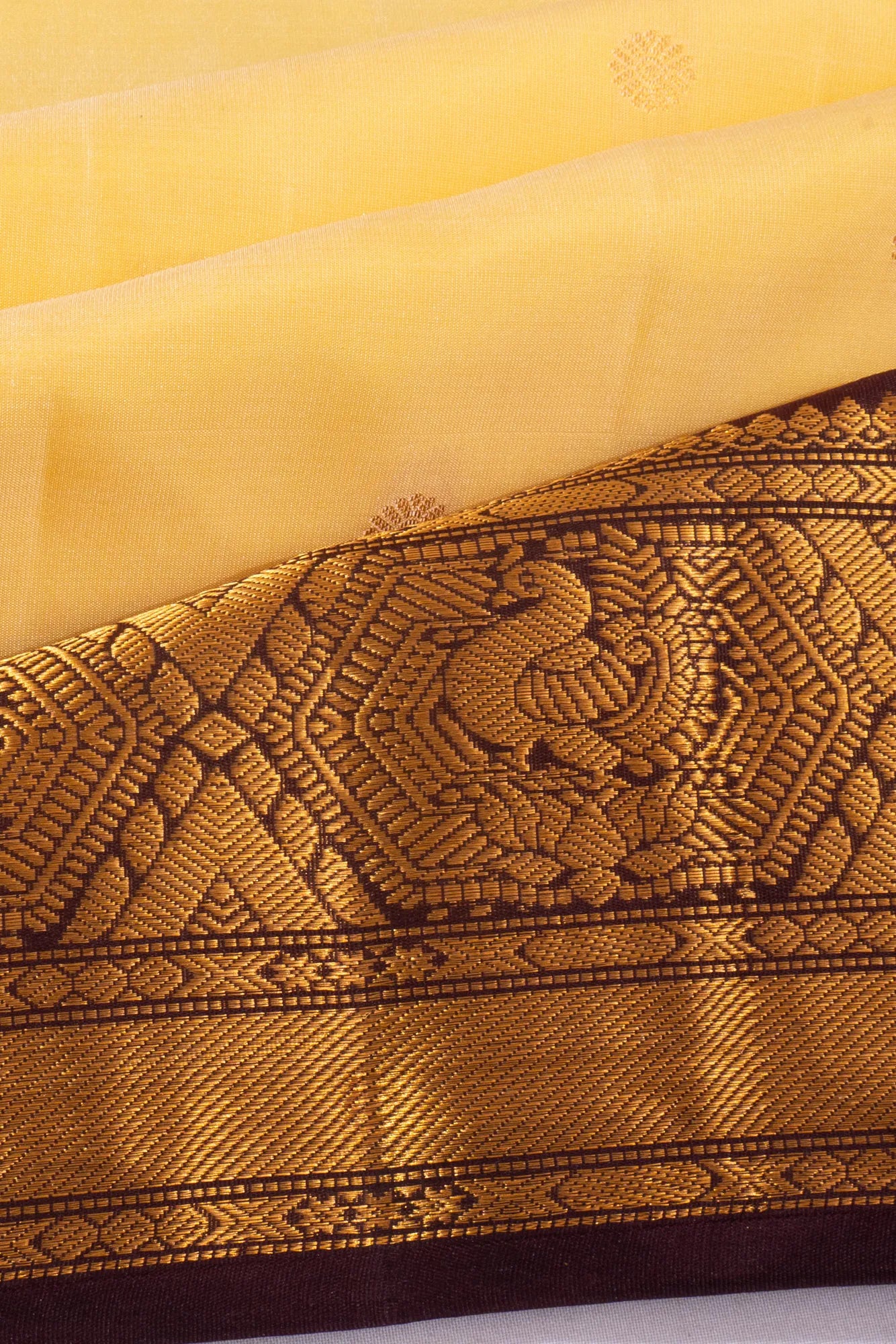 Taranga Kanchi Soft Silk Butta Lemon Yellow Saree