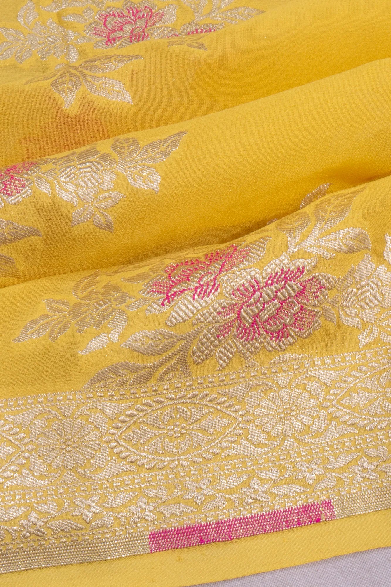 Banarasi Georgette Butta Yellow Saree