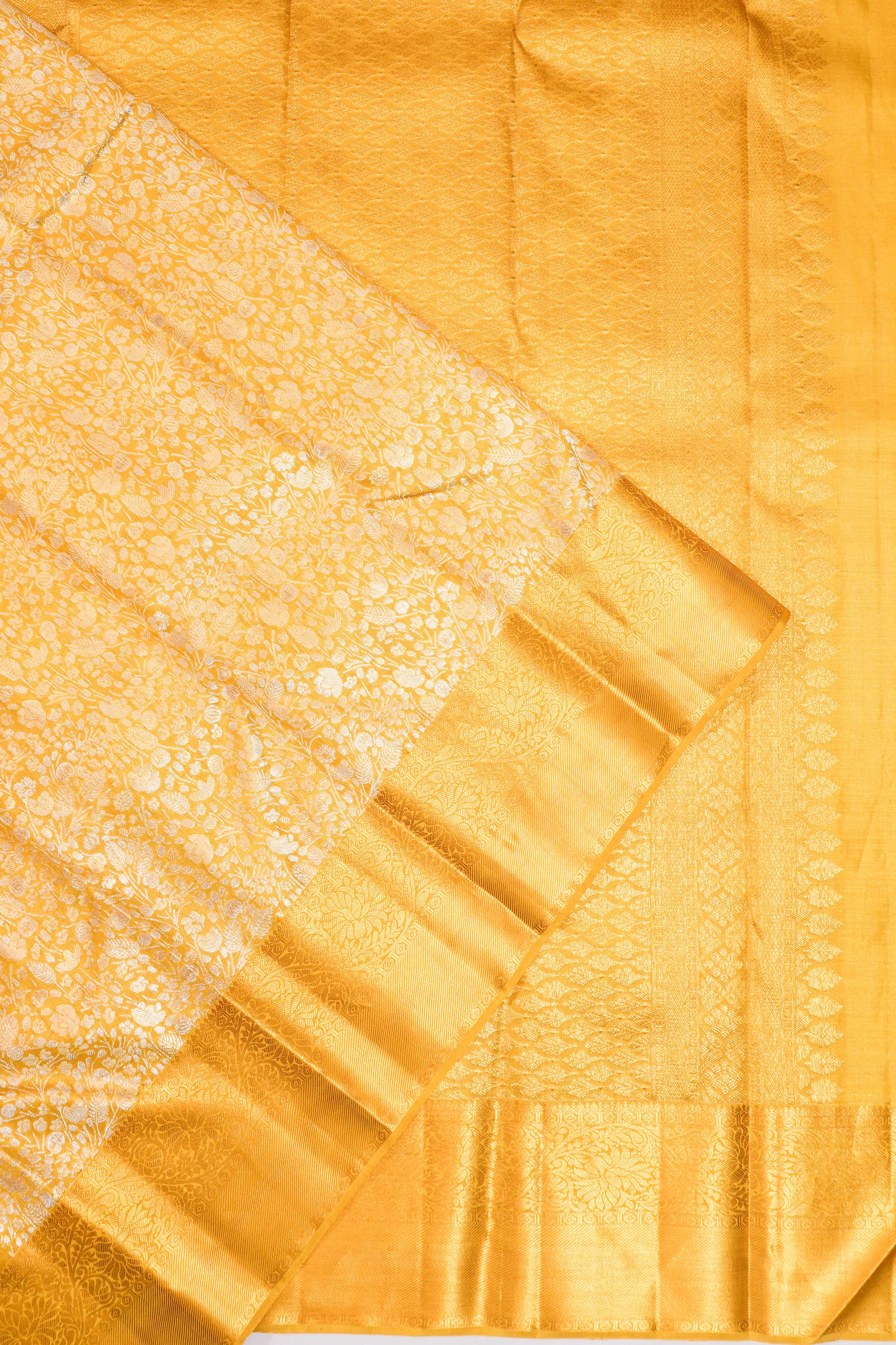 Kanchipuram Silk Tissue Brocade Gold Saree