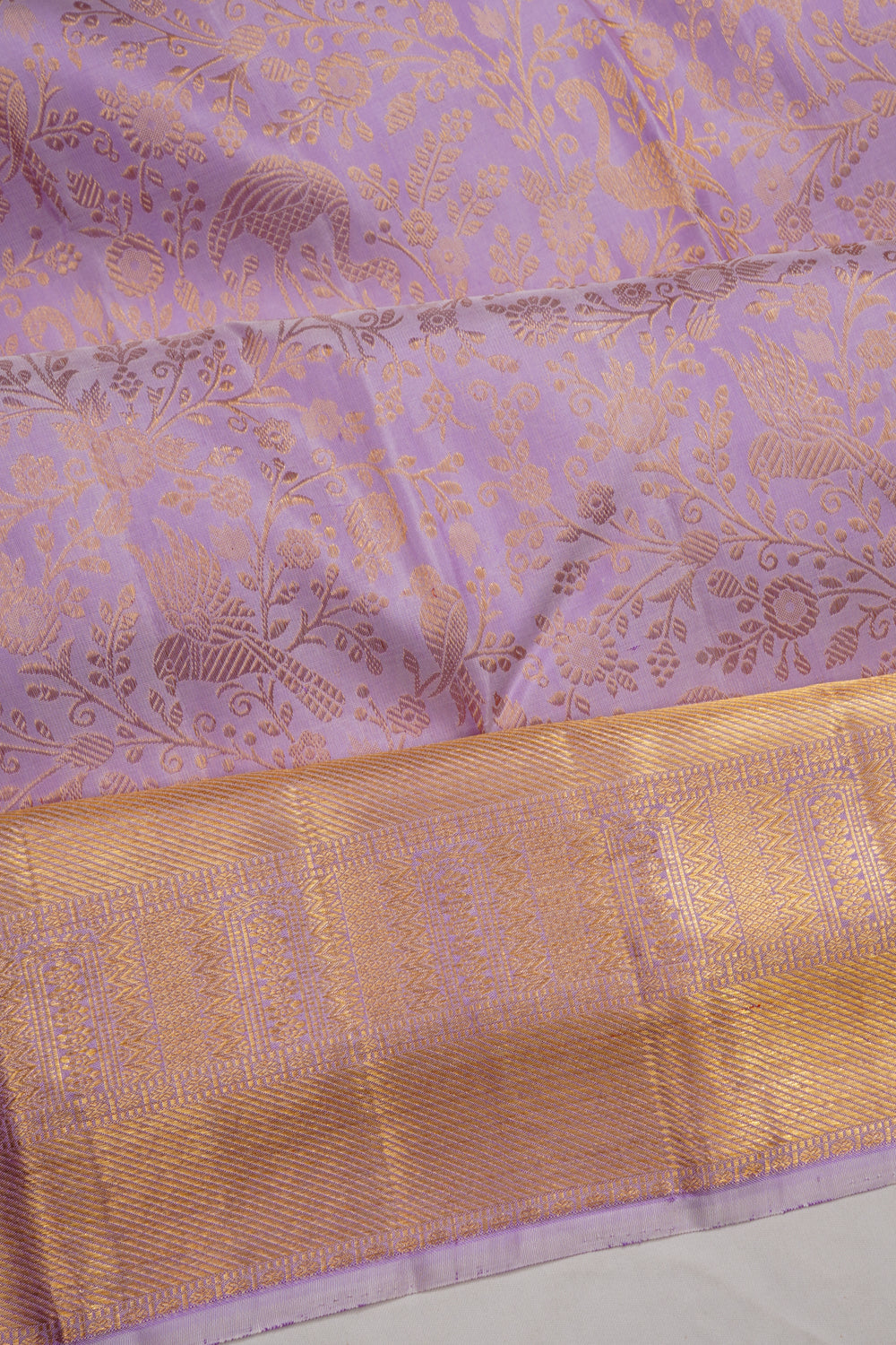 Kanchipuram Silk Brocade Lavender Saree