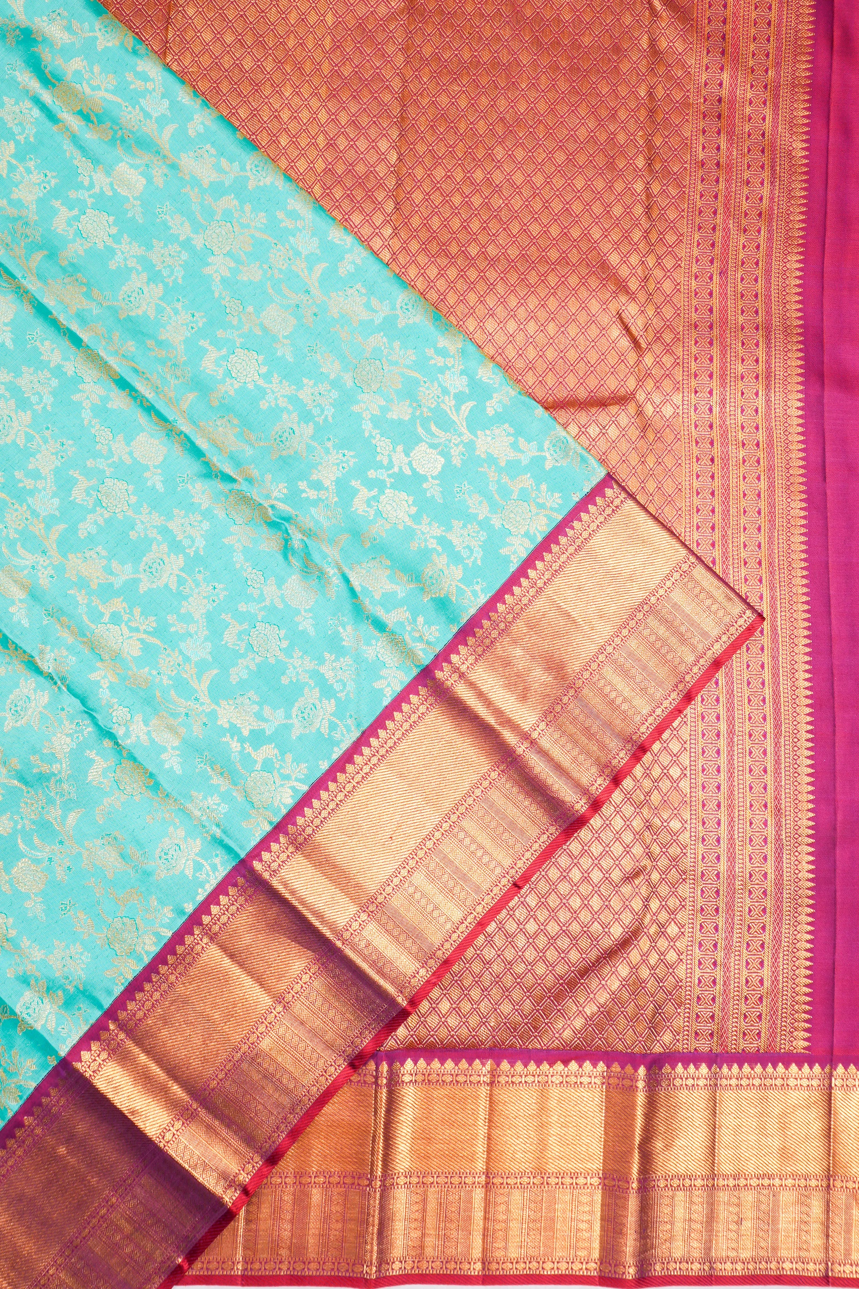 Kanchipuram Silk Jaal Sky Blue Saree