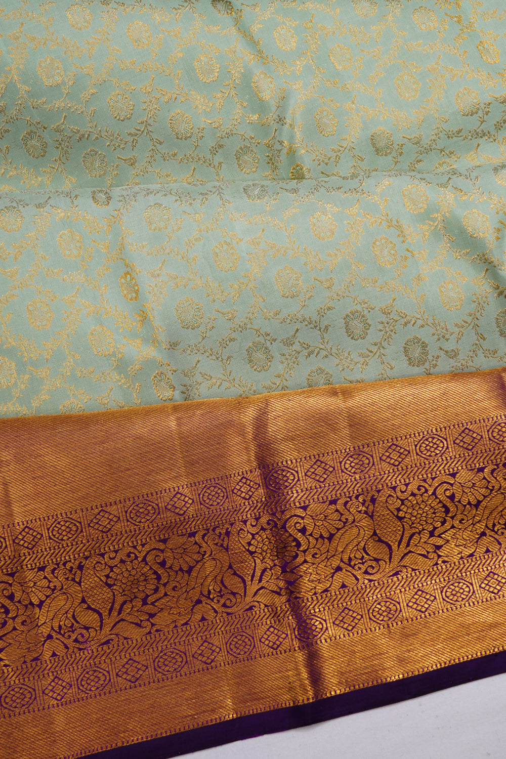 Kanchipuram Silk Brocade Pastel Green Saree