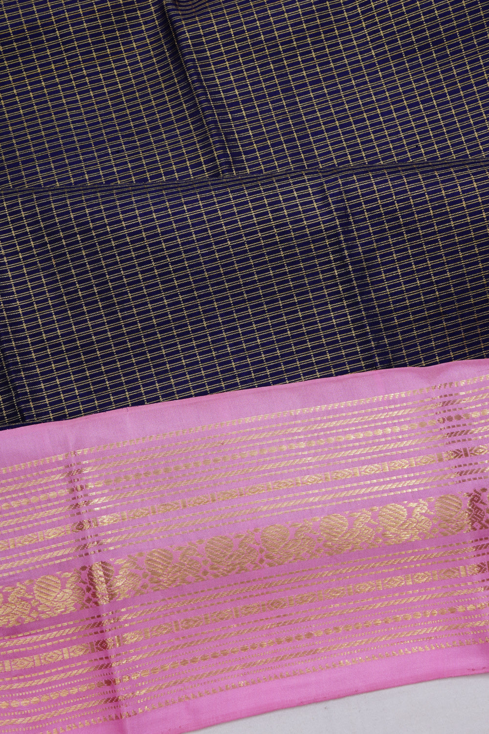 Taranga Kanchi Silk Checks Black Saree