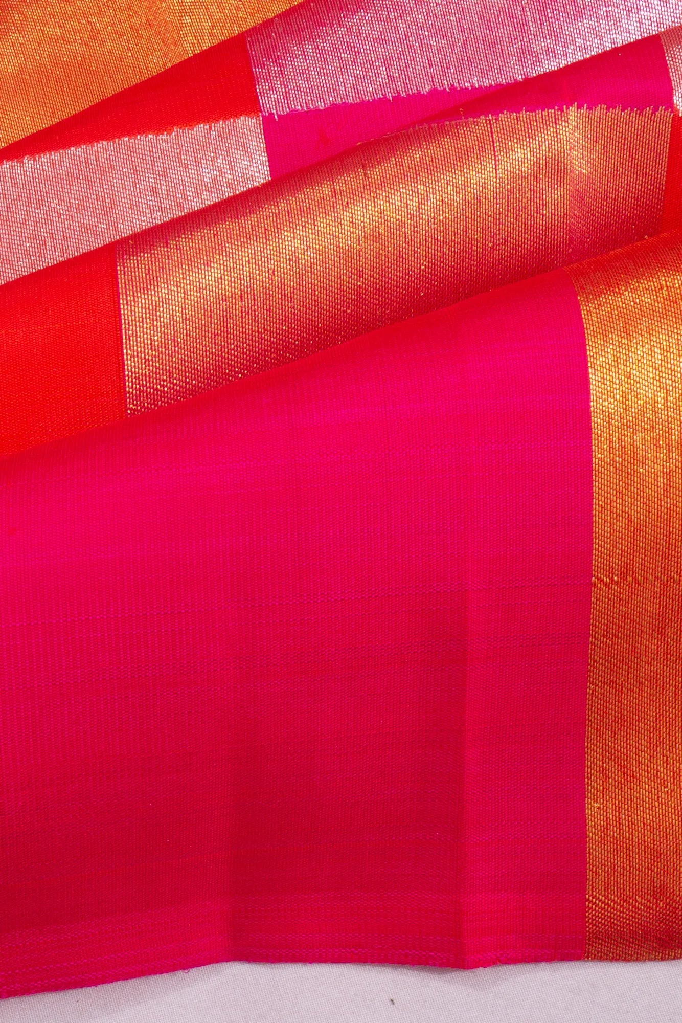 Kanchipuram Silk Checks Rani Pink Saree