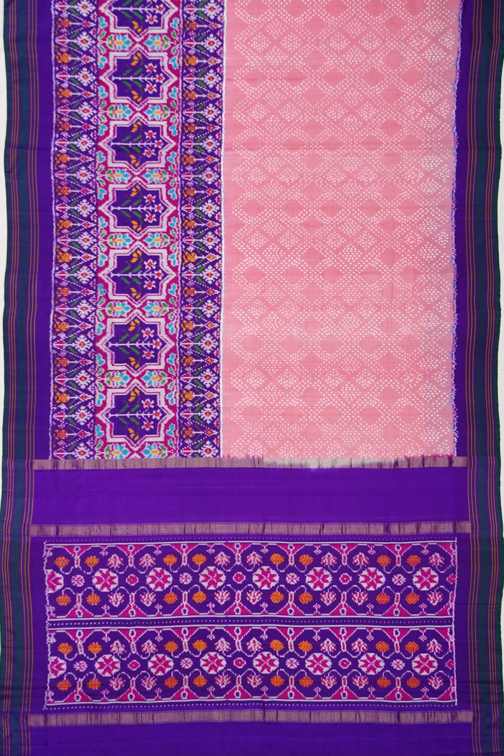 Kanchipuram Silk Ikat Peach Saree