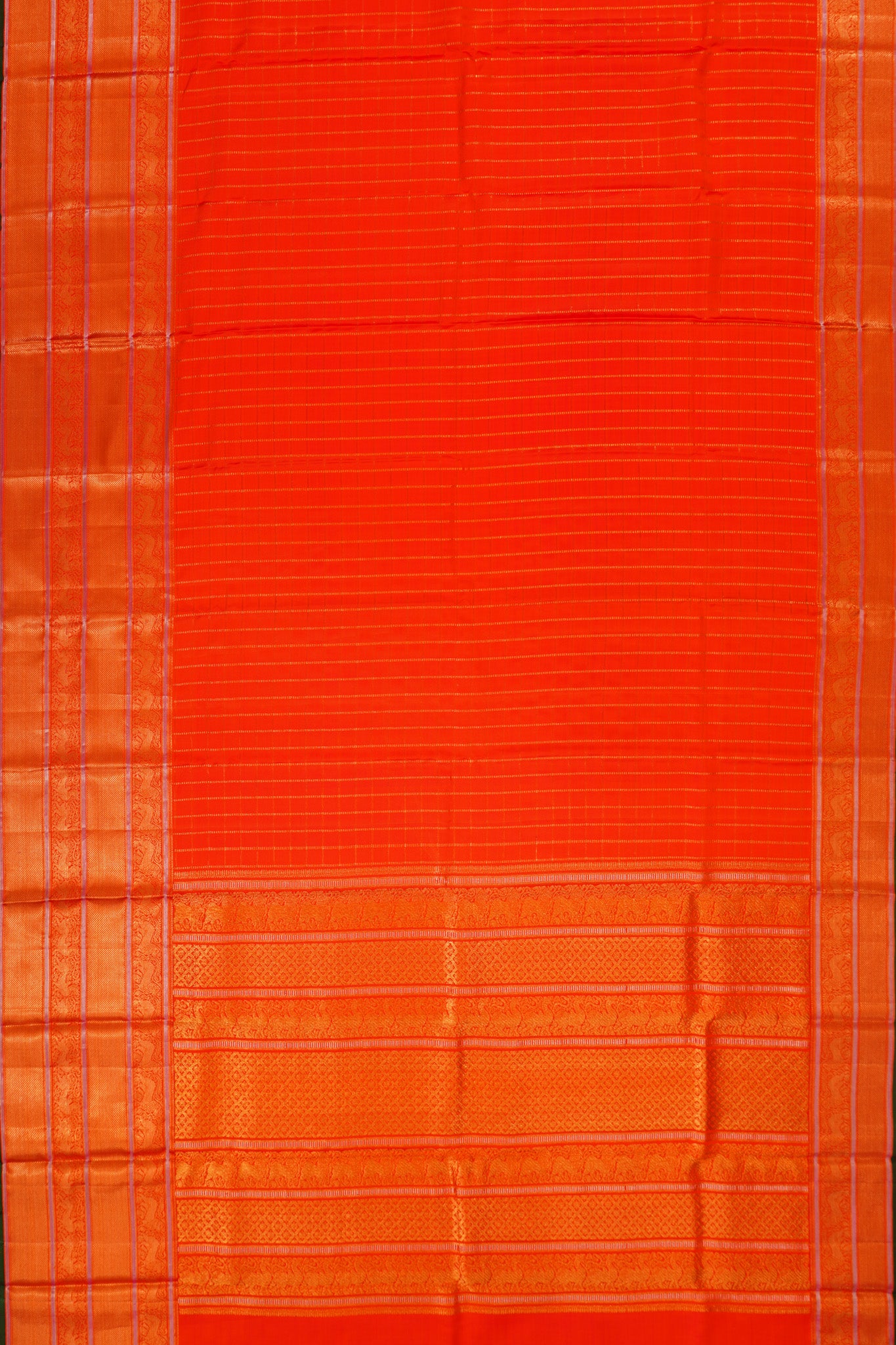 Kanchipuram Silk Twill Checks Red Saree