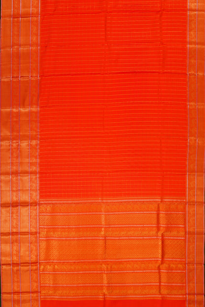 Kanchipuram Silk Twill Checks Red Saree