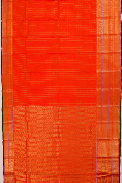 Kanchipuram Silk Twill Checks Red Saree