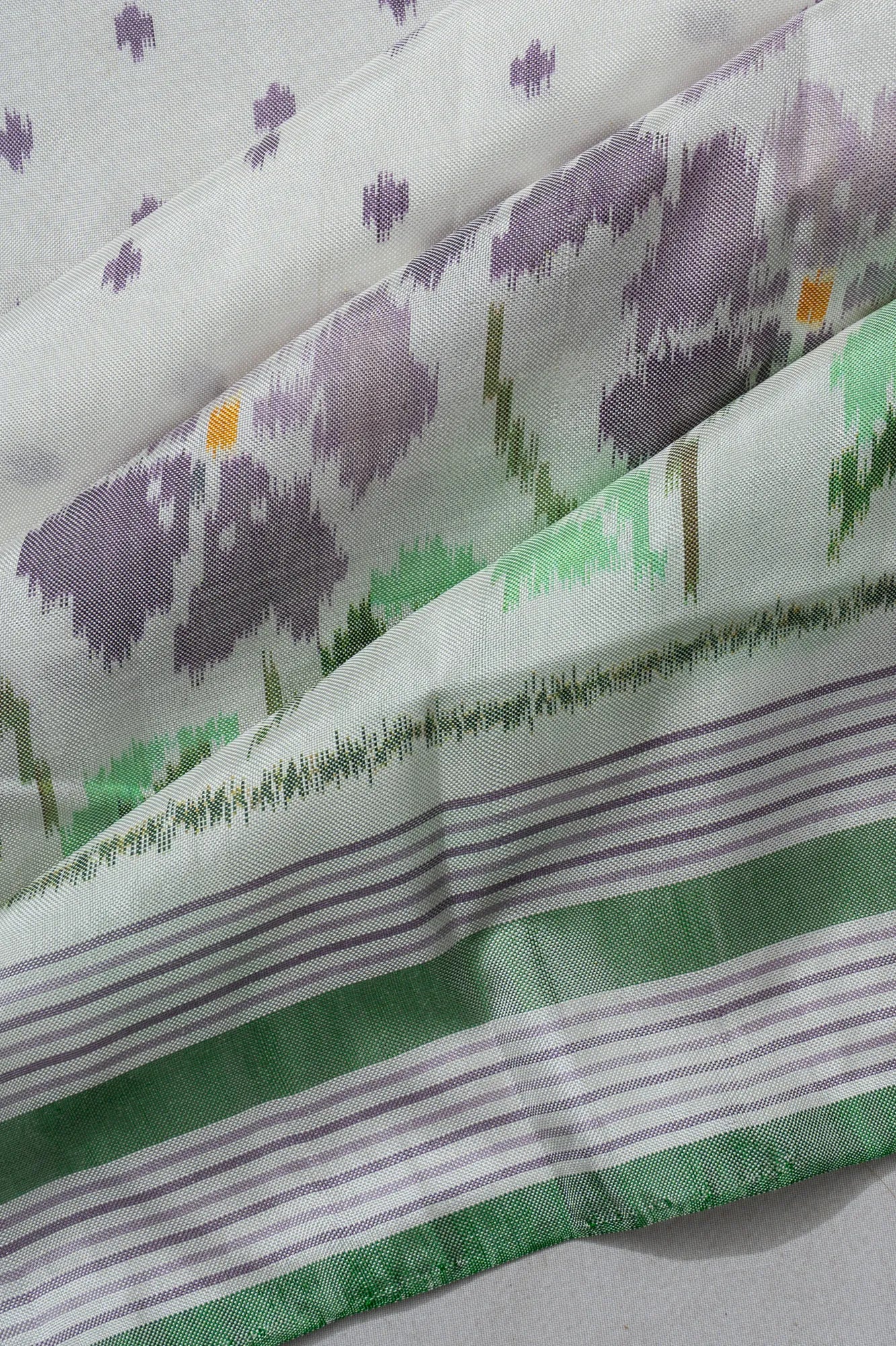 Pochampally Silk Ikat Butta White Saree