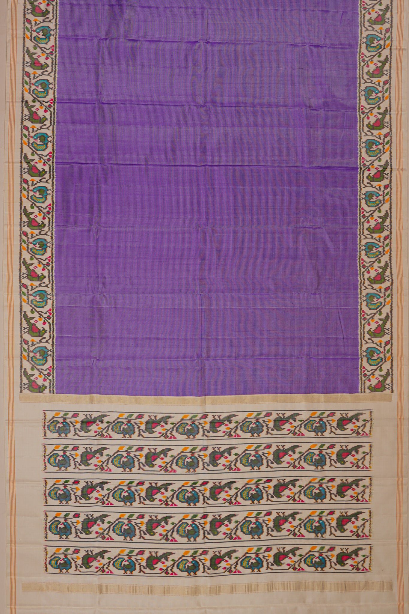 Semi Patan Silk Ikat Plain Lavender Saree