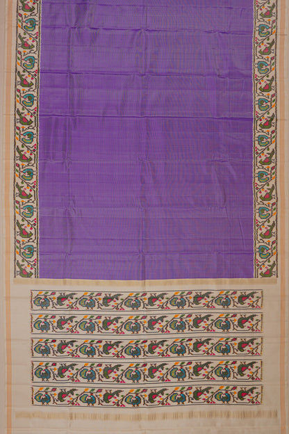 Semi Patan Silk Ikat Plain Lavender Saree