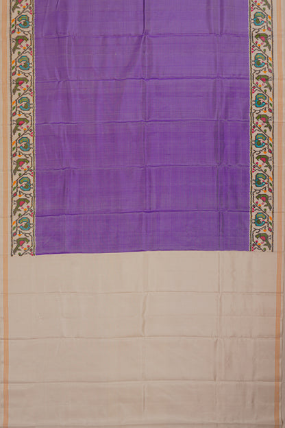 Semi Patan Silk Ikat Plain Lavender Saree