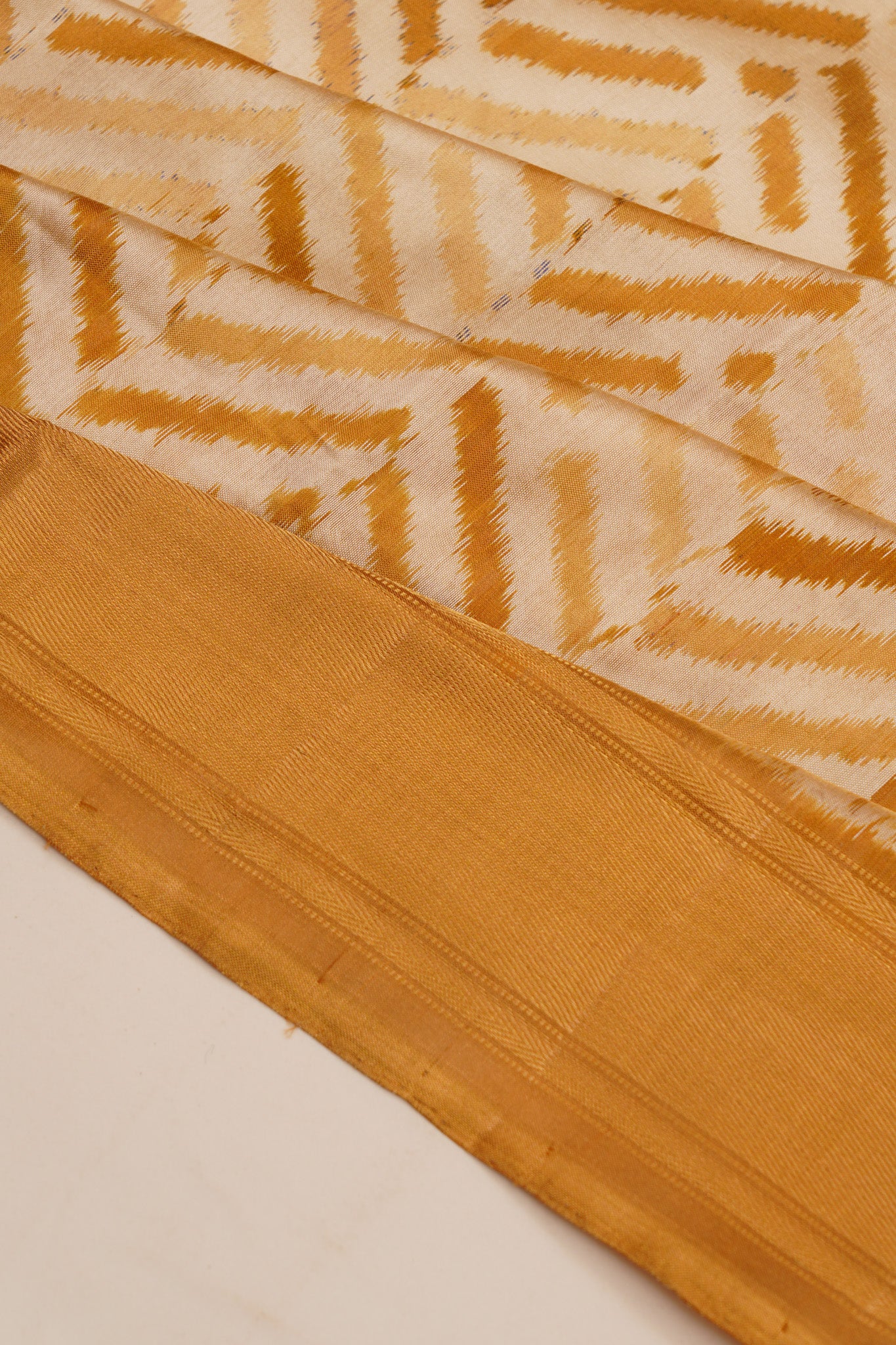 Pochampaly Silk Ikat Cream Saree