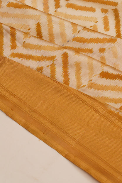Pochampaly Silk Ikat Cream Saree