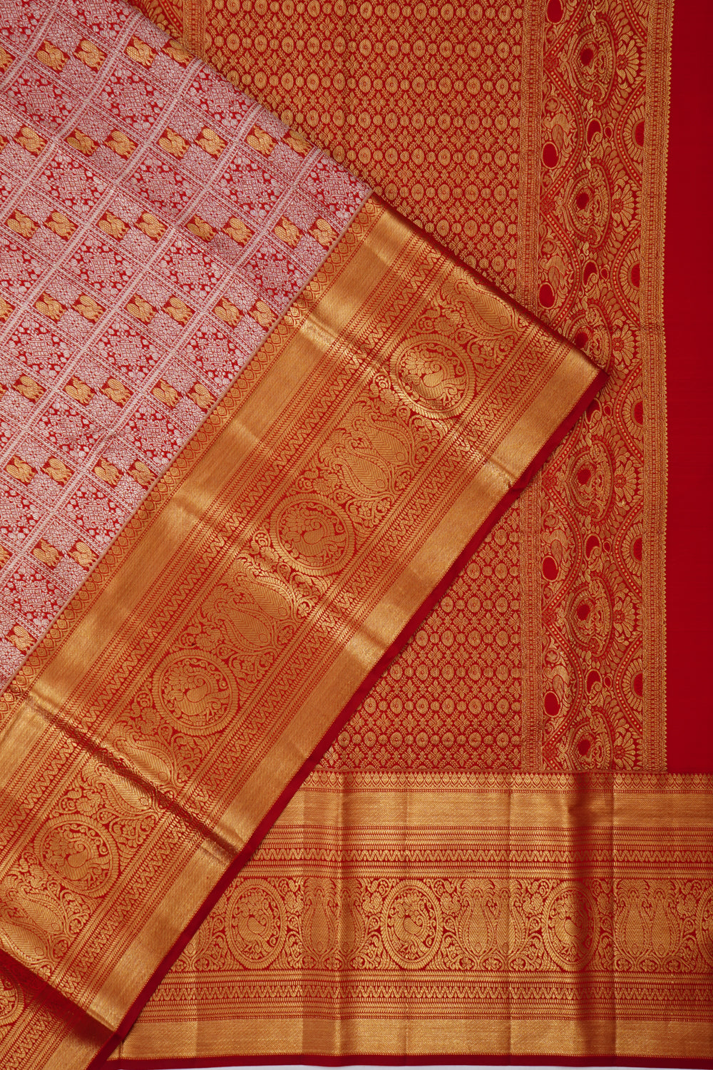 Taranga Kanchi Silk Brocade Red Saree
