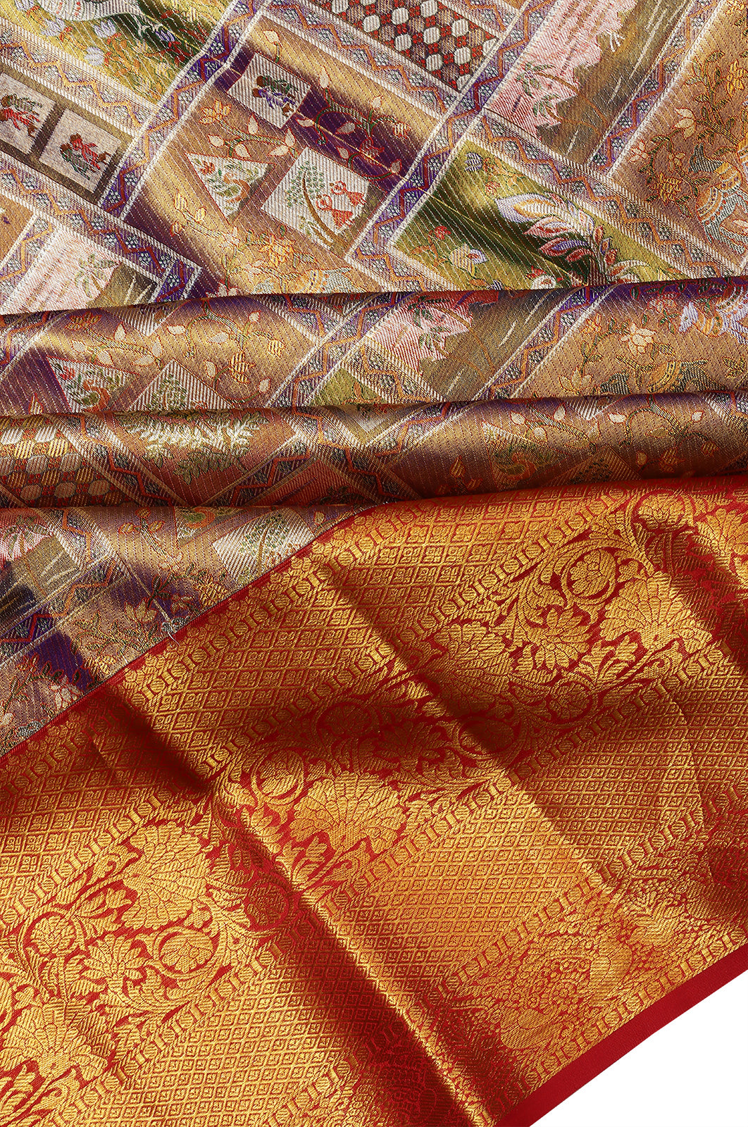 Taranga Kanchi Silk Tissue Brocade Brown Saree