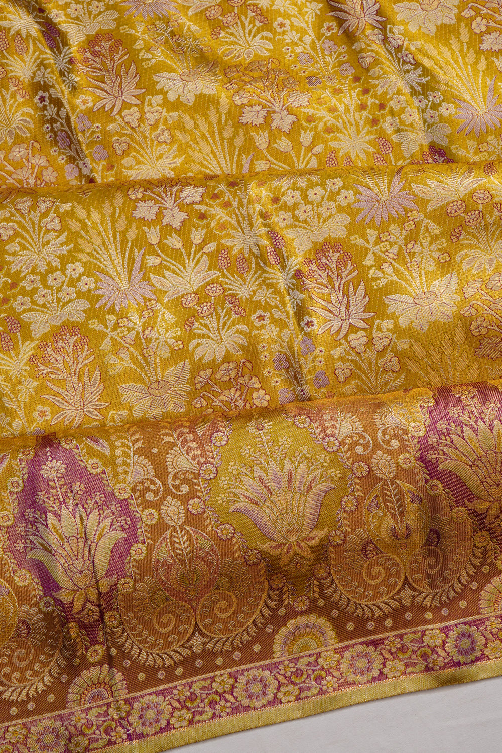Kanchipuram Silk Tissue Brocade Gold Saree