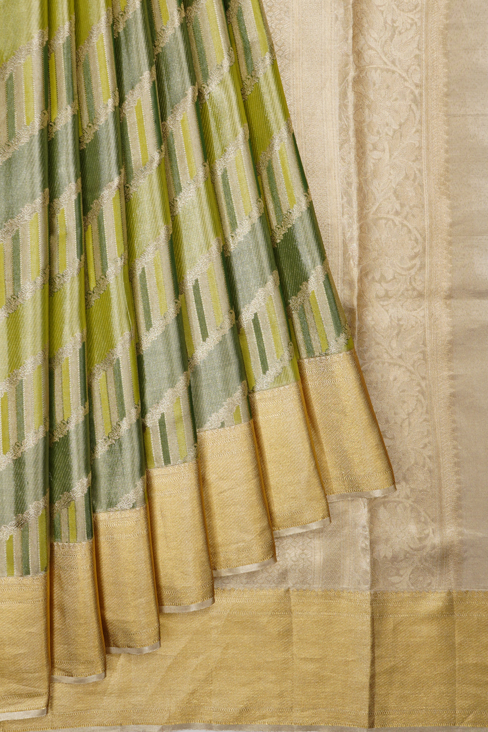 Taranga Kanchi Silk Tissue Brocade Green Saree