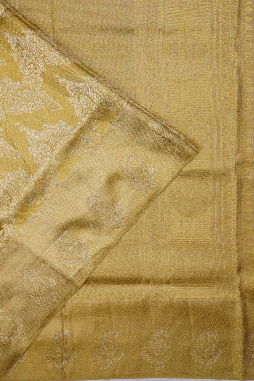 Kanchipuram Silk Tissue Brocade Gold Saree