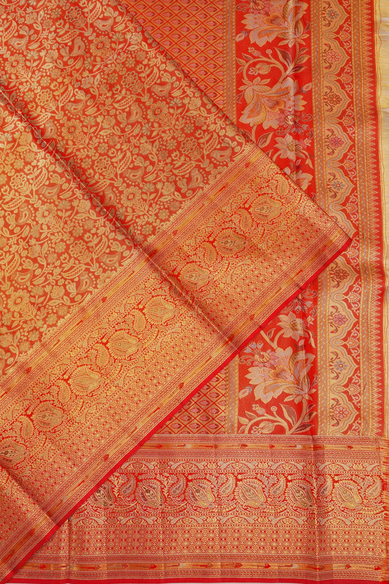 Kanchipuram Silk Tissue Brocade Red Saree