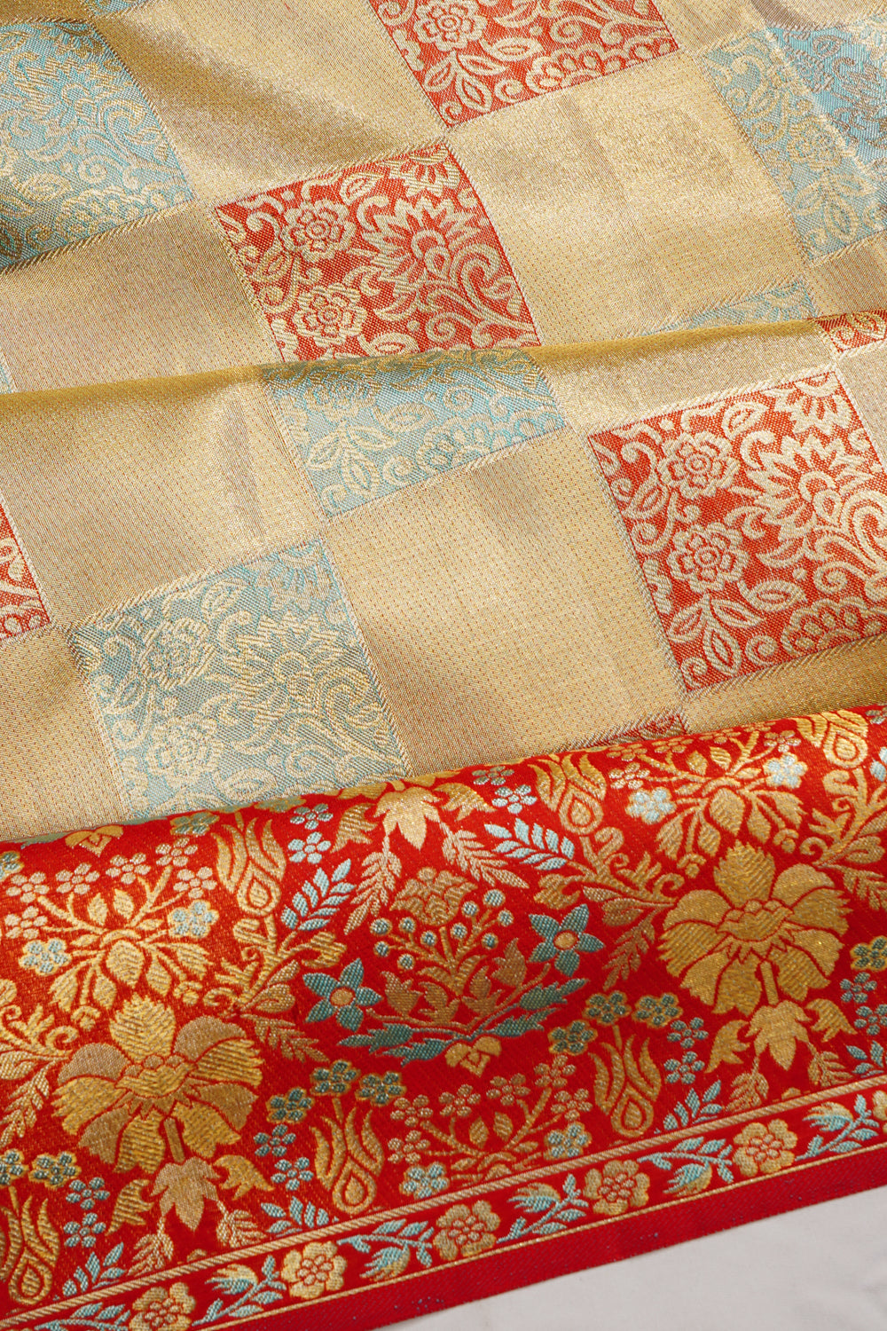 Kanchipuram Silk Tissue Brocade Gold Saree