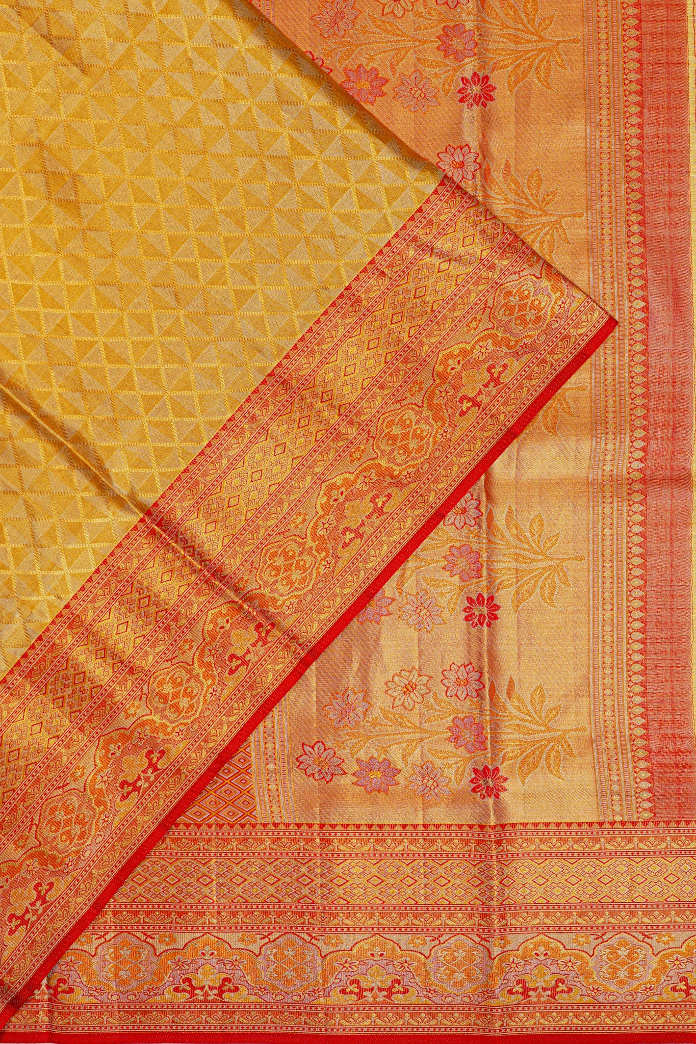 Kanchipuram Silk Tissue Brocade Gold Saree
