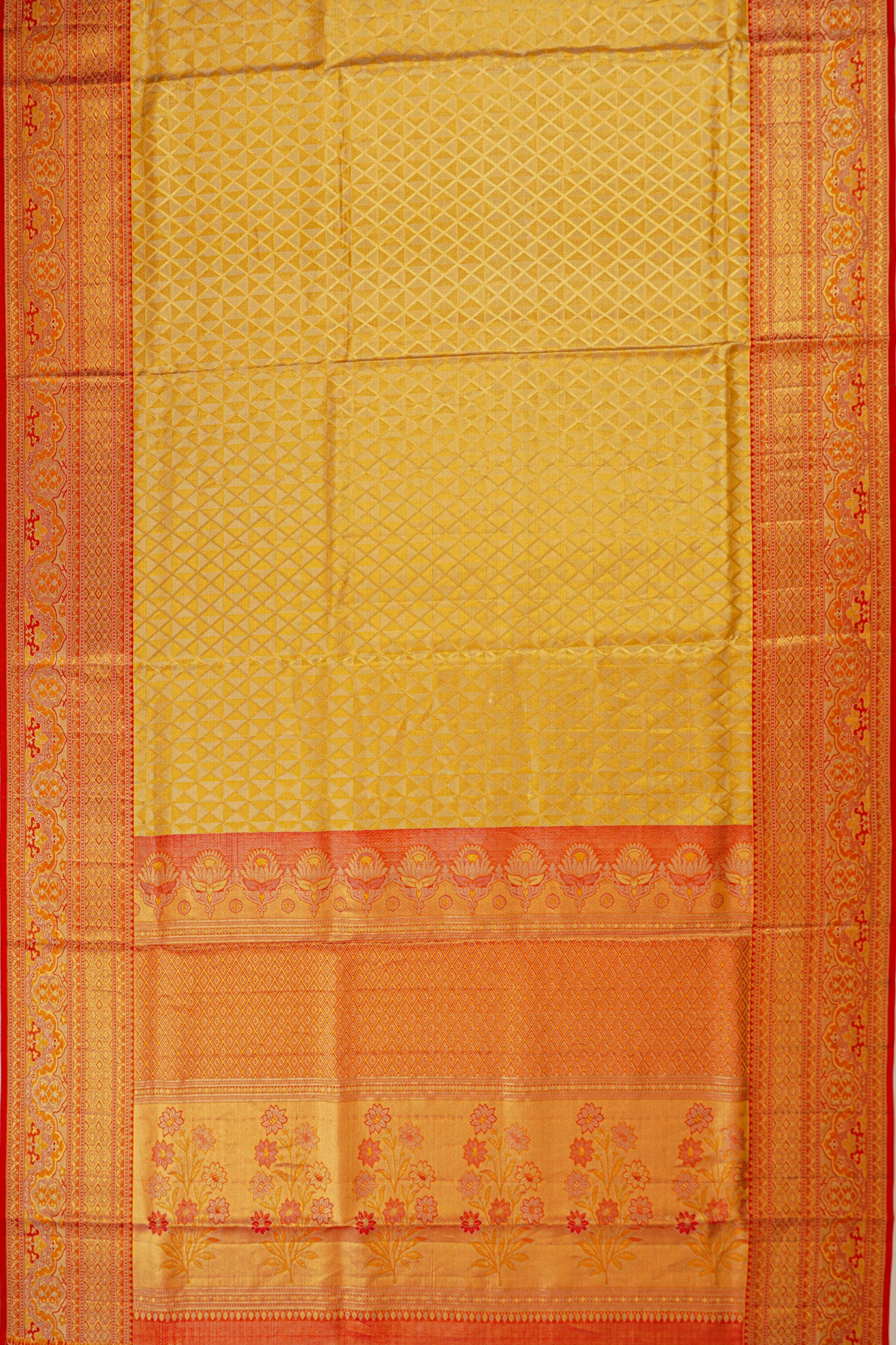 Kanchipuram Silk Tissue Brocade Gold Saree