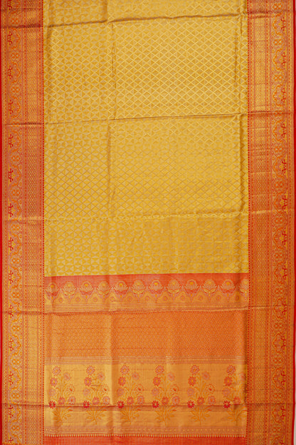 Kanchipuram Silk Tissue Brocade Gold Saree