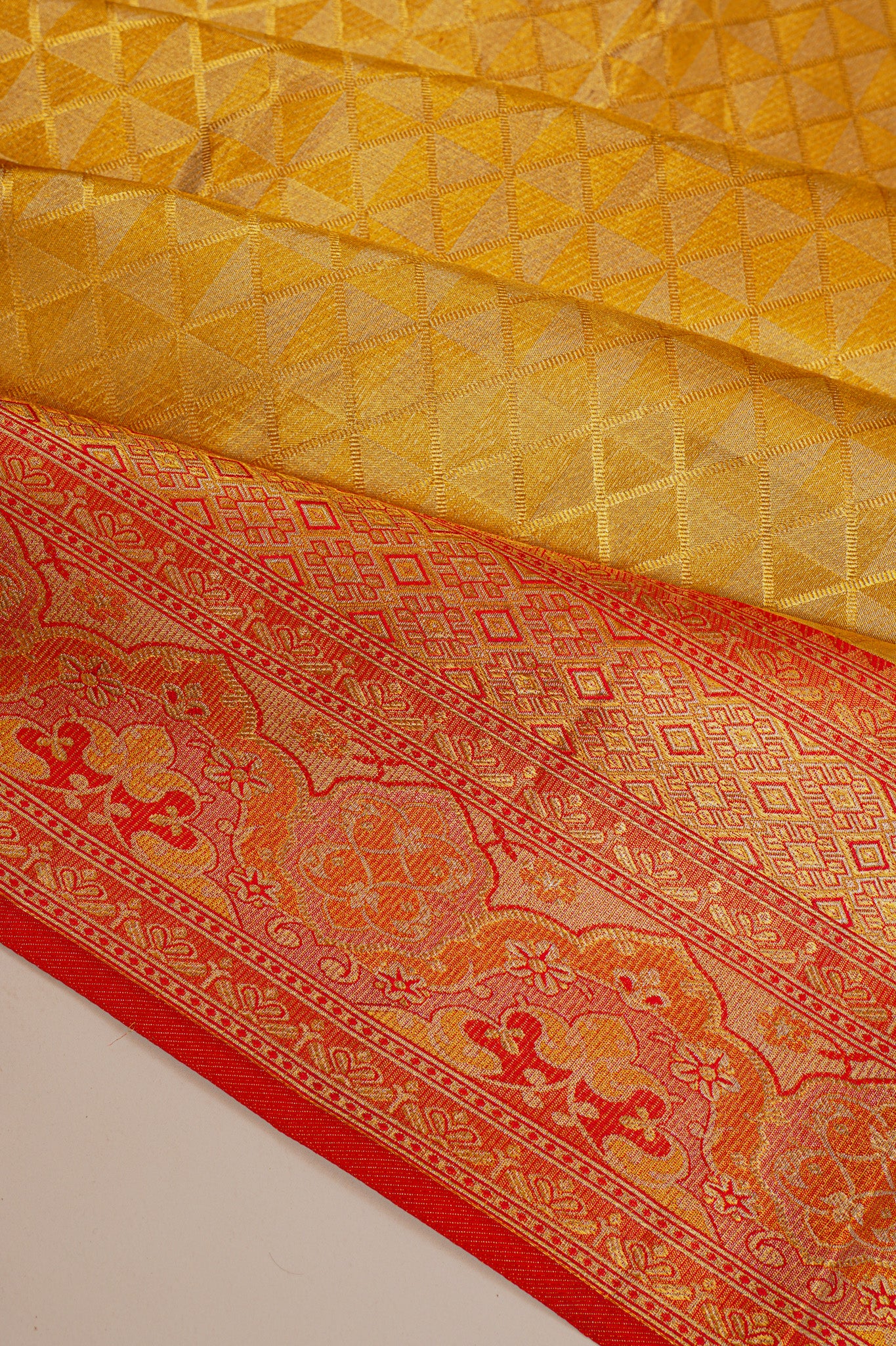Kanchipuram Silk Tissue Brocade Gold Saree