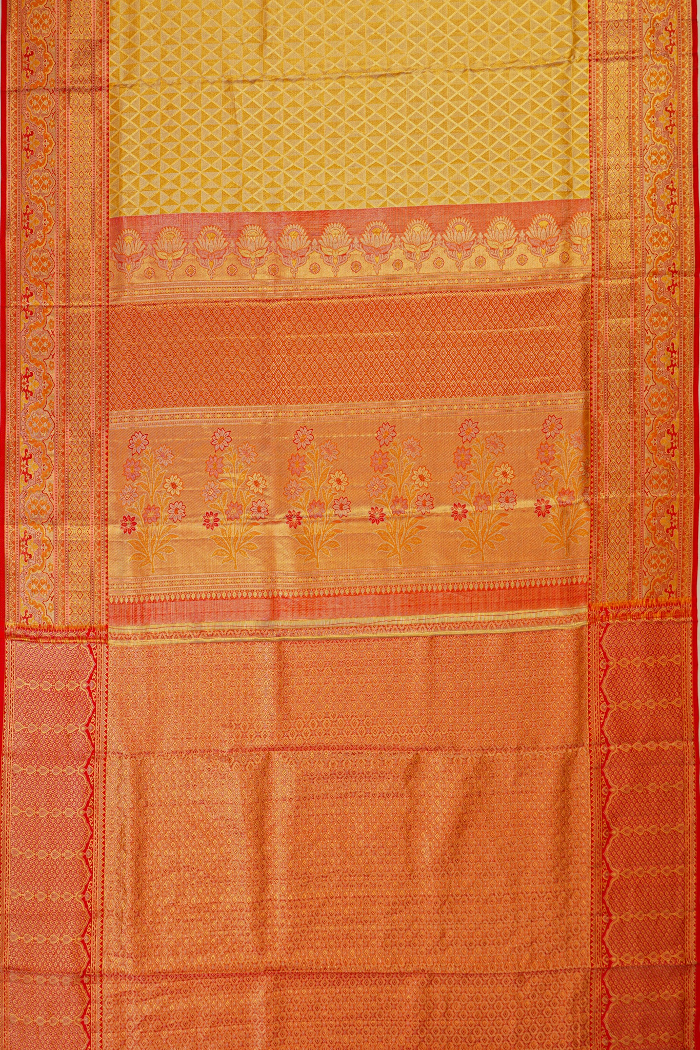 Kanchipuram Silk Tissue Brocade Gold Saree