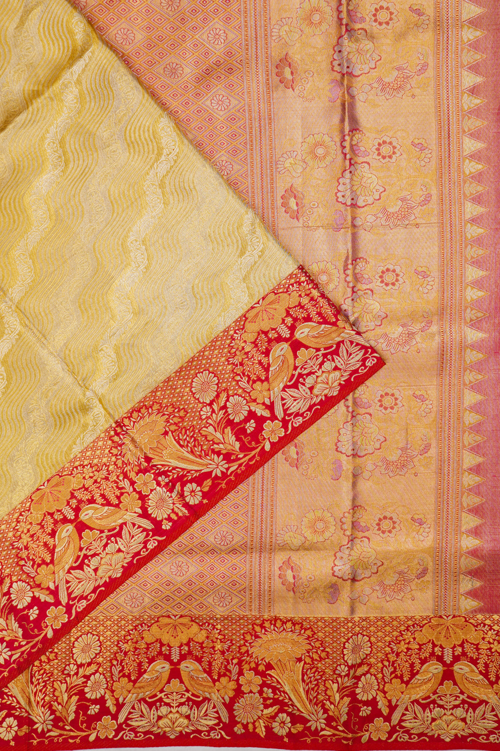 Kanchipuram Silk Tissue Brocade Gold Saree