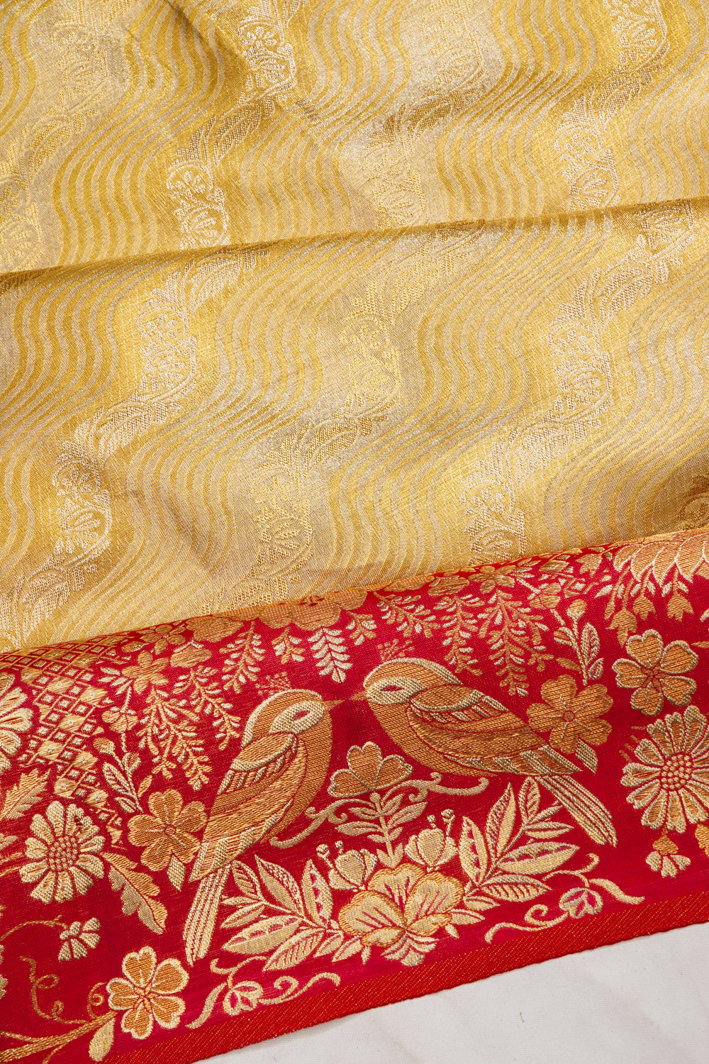 Kanchipuram Silk Tissue Brocade Gold Saree