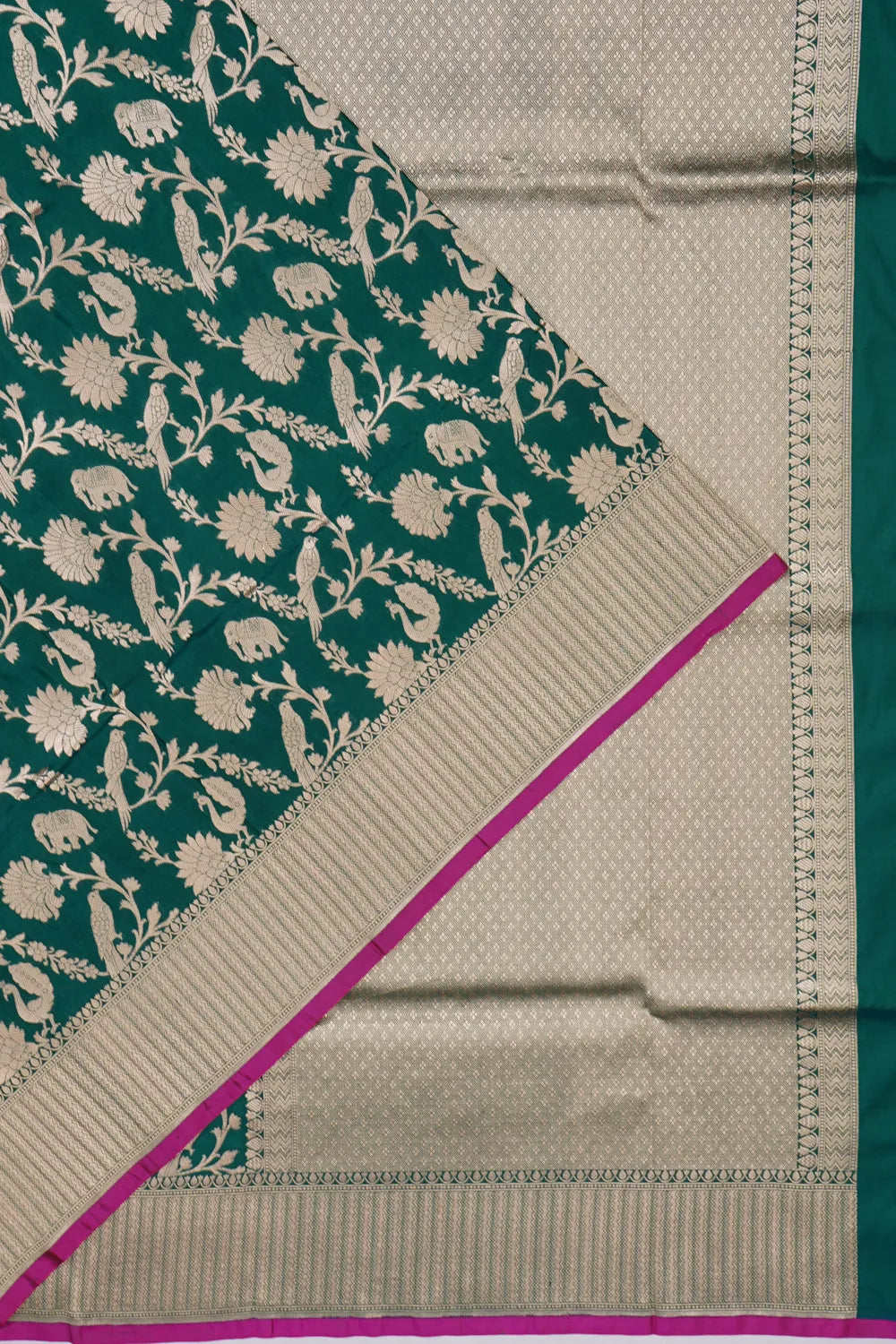 Banarasi Silk Phekwa Brocade Bottle Green Saree